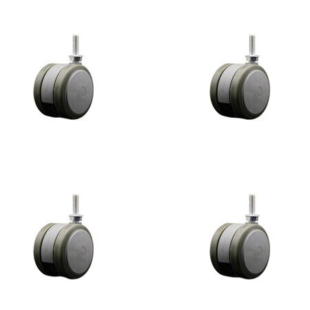 Service Caster 2-3/8'' Gray Floor Safe Twin Wheel Casters 5/16 Threaded Stem , 4PK SCC-TS02S60-TPR-GRY-5161810-4